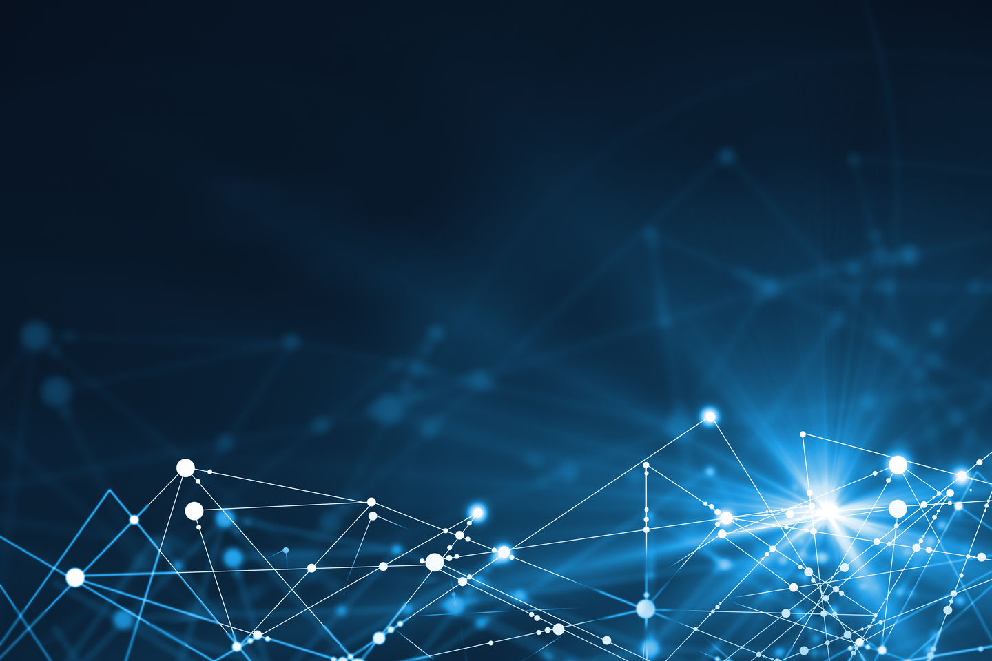 Abstract,Connected,Dots,On,Bright,Blue,Background.,Technology,Concept